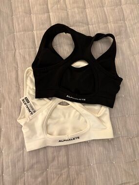 Alphalete Cutout Racerback Sports Bralette - Black & White